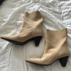 Zara Beige Suede Heeled Boots
